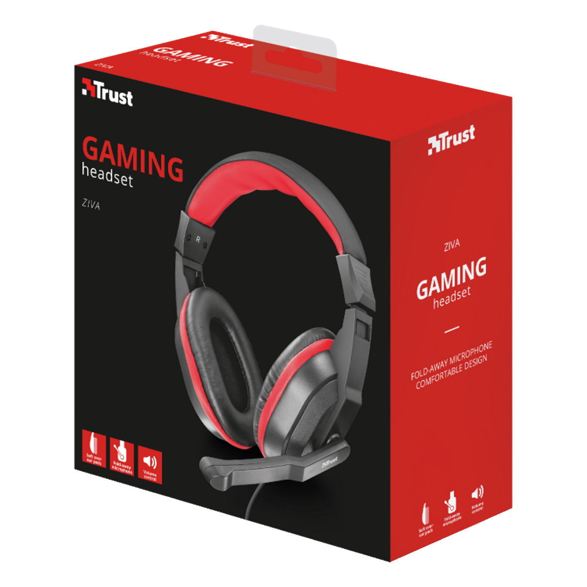 Auriculares Cable Vincha Ziva Negro/Rojo Trust