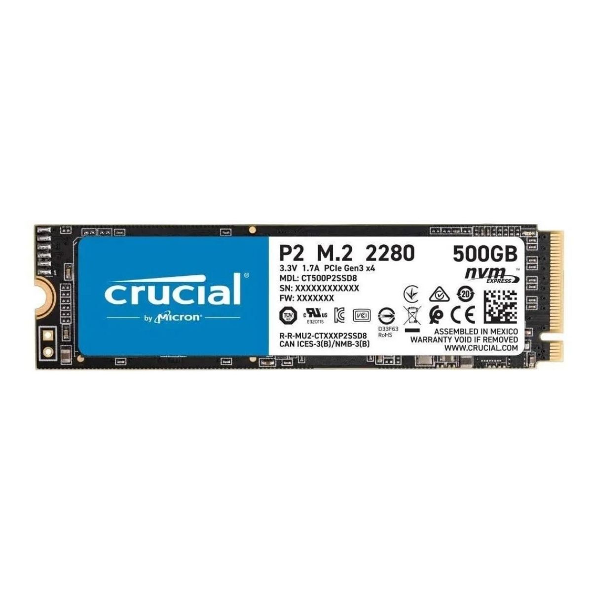 Disco Solido SSD M.2 NVMe 500GB P2 Crucial
