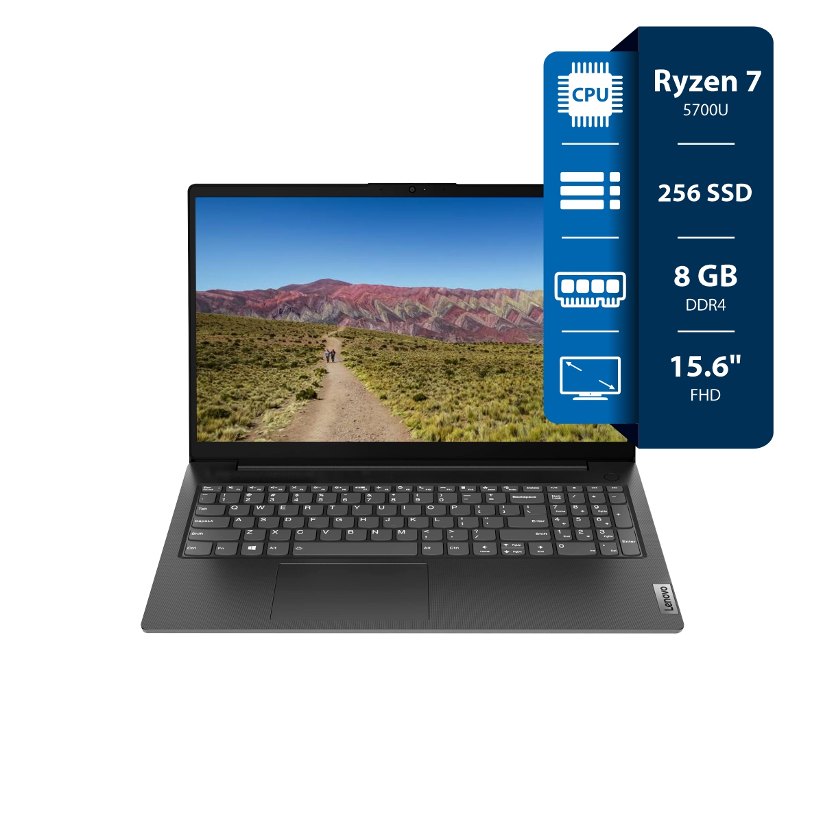 Notebook Lenovo V15 - Ryzen 7 5700U - 8GB - 256SSD - 15.6