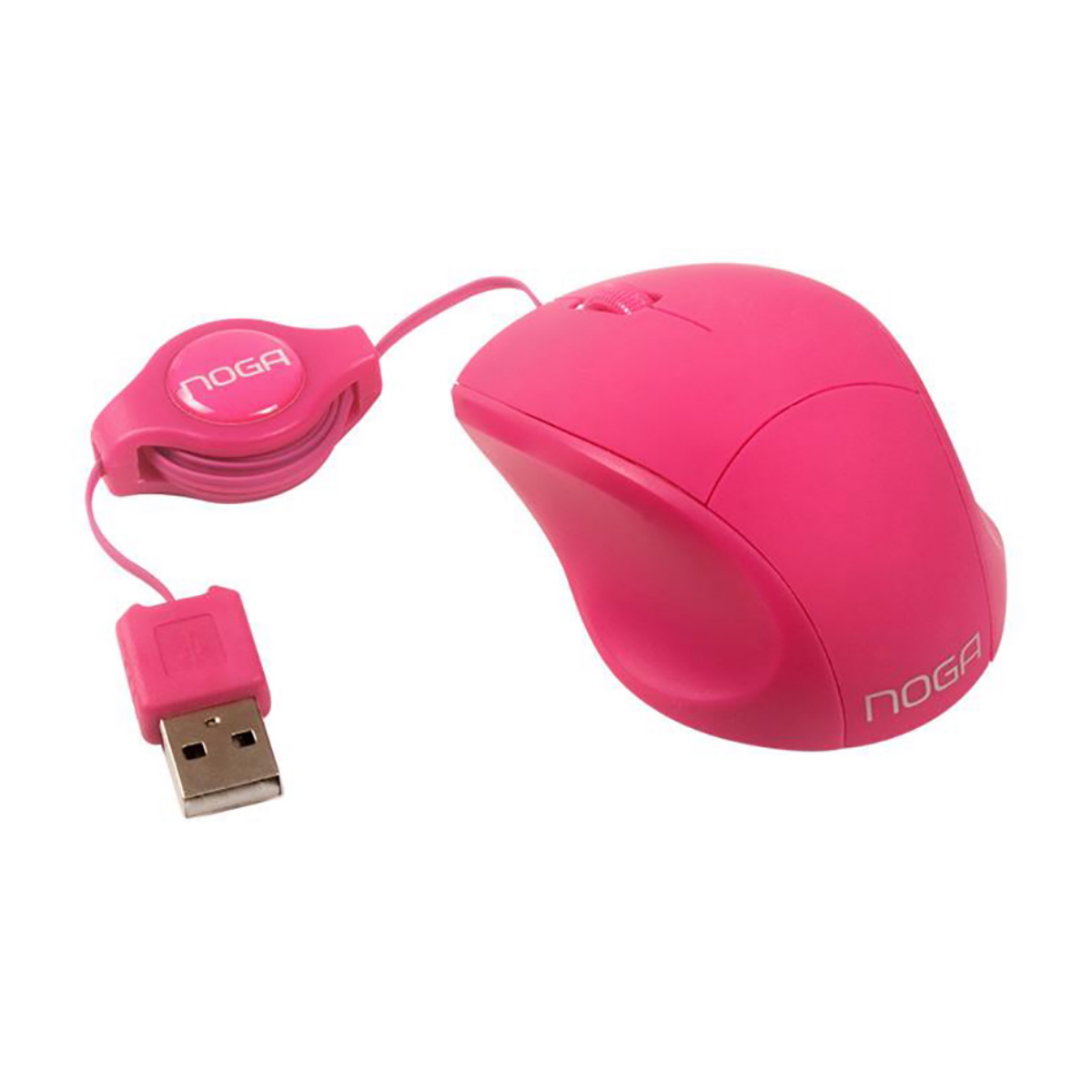 Mouse USB Retráctil Rosa Noga