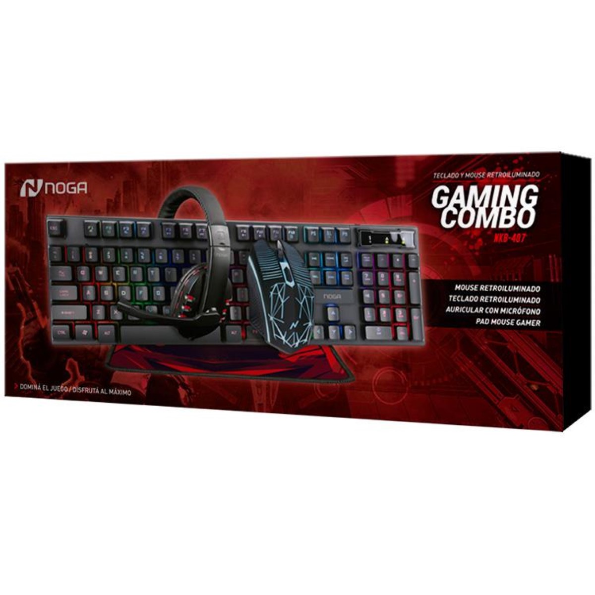 Kit Teclado Mouse Auriculares Gamer NKB-407 Noga