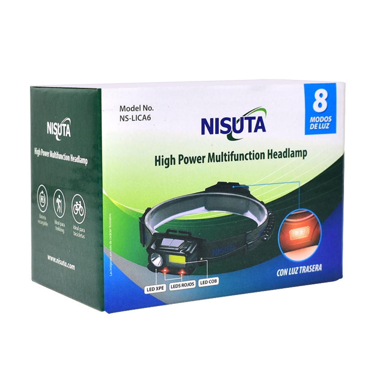 Linterna Led luces delantera y traseras tipo Vincha Nisuta