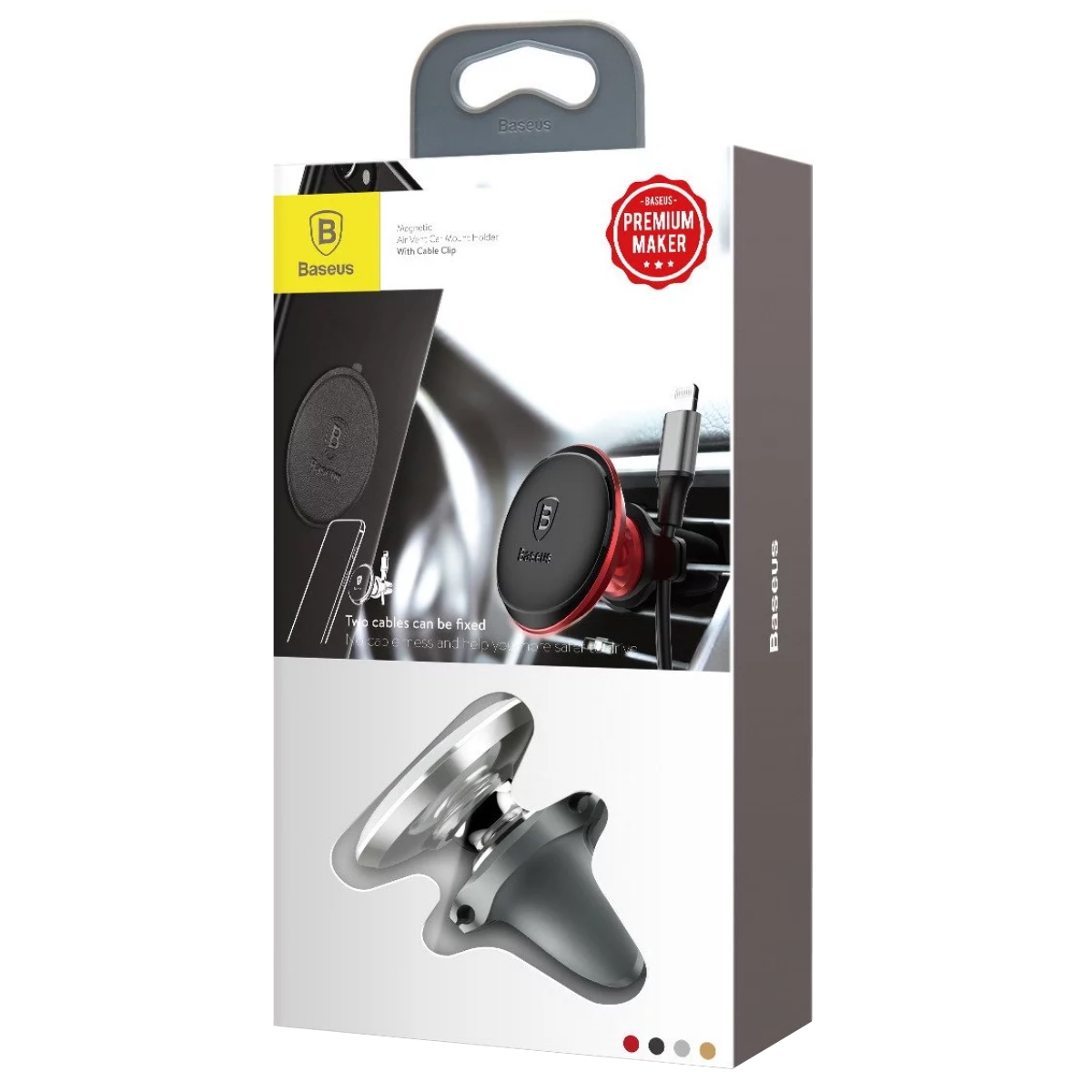 Soporte Celular Auto Magnetico Cable Clip Gris BaseUs