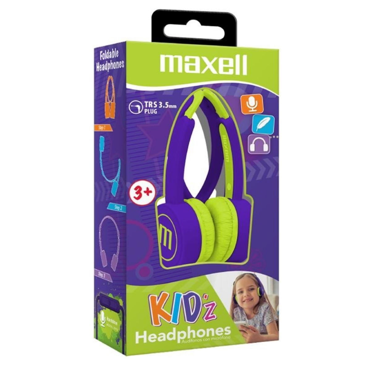 Auriculares Cable Vincha Kids Violeta Maxell