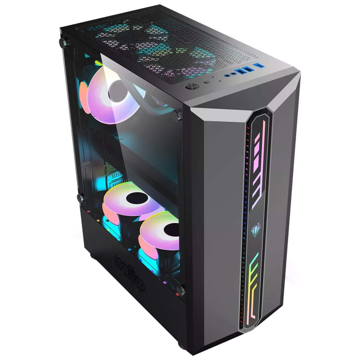 Gabinete Gamer Cassiopeia Vidrio Templado RGB Level Up