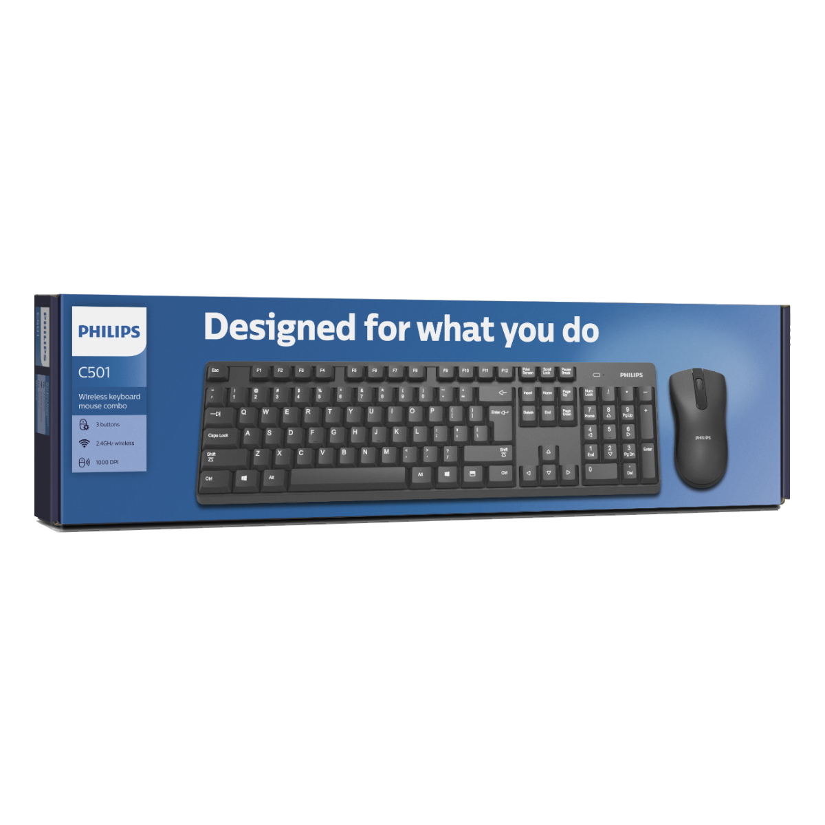 Kit Teclado Mouse Inalambrico C501 Negro Philips