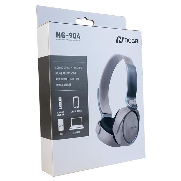 Auriculares Cable Vincha NG904 Manos Libres Gris y Blanco Noga