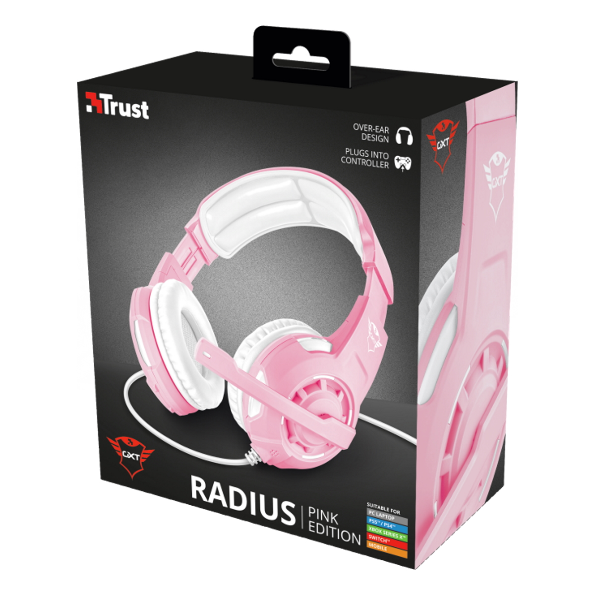 Auriculares Gamer Cable Vincha Gxt 310P Radius Rosa Trust