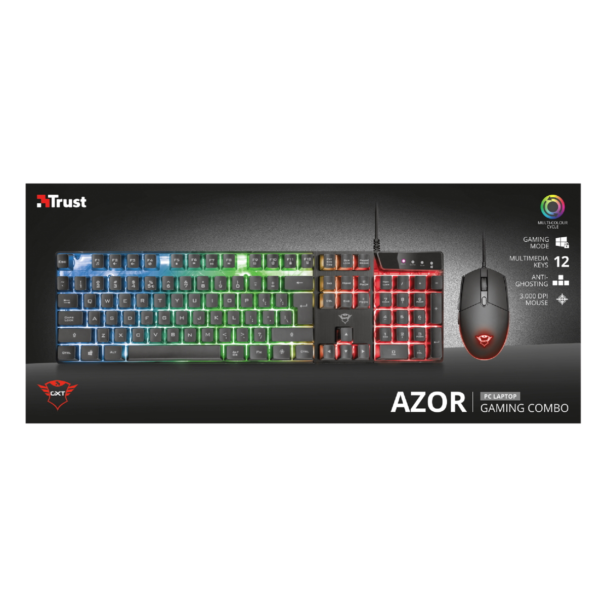 Kit Teclado Mouse Gamer Retroiluminado Gxt 838 Azor Trust