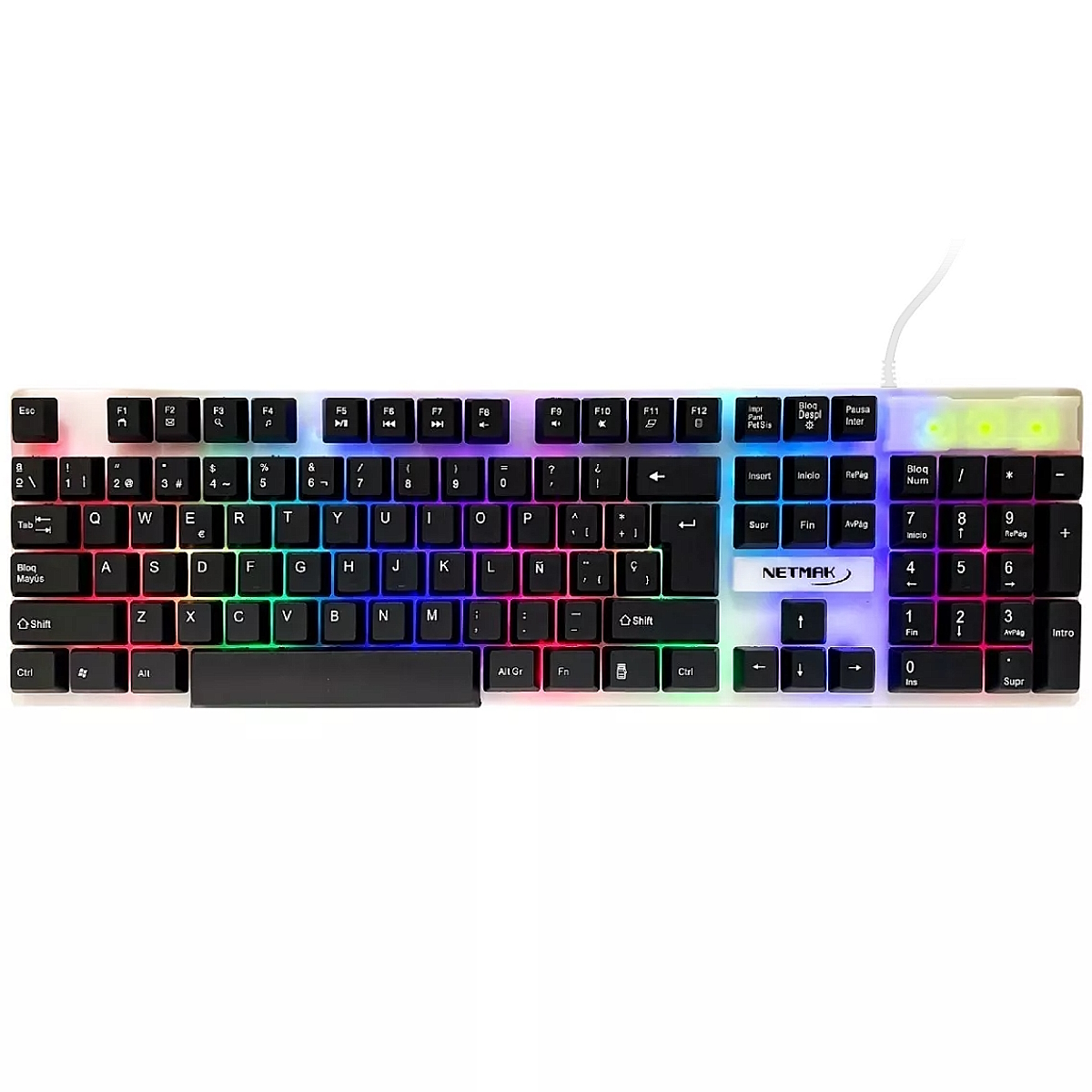 Teclado Gamer Zakro NM-ZAKRO Blanco/Negro Retroiluminado Netmak