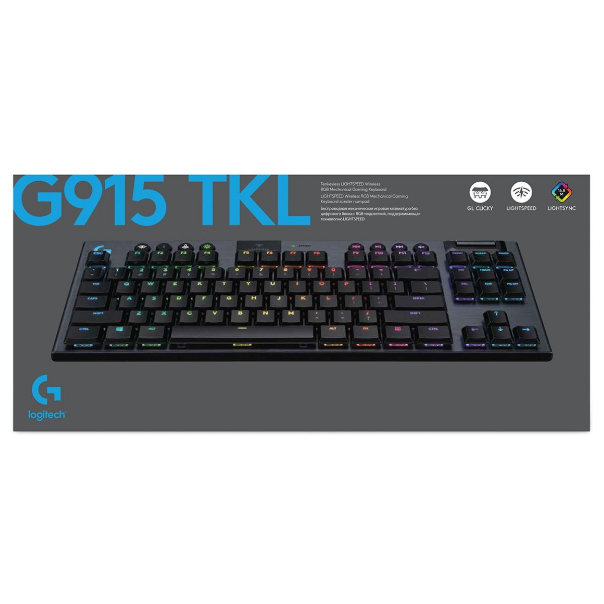 Teclado Gamer Mecanico Inalambrico G915 RGB S/ Teclado Numerico TKL Switch Brown Logitech
