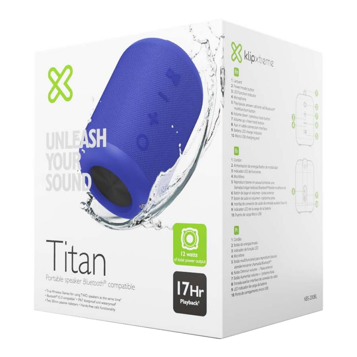 Parlante Bluetooth KBS-200 Titan Azul Klip Xtreme