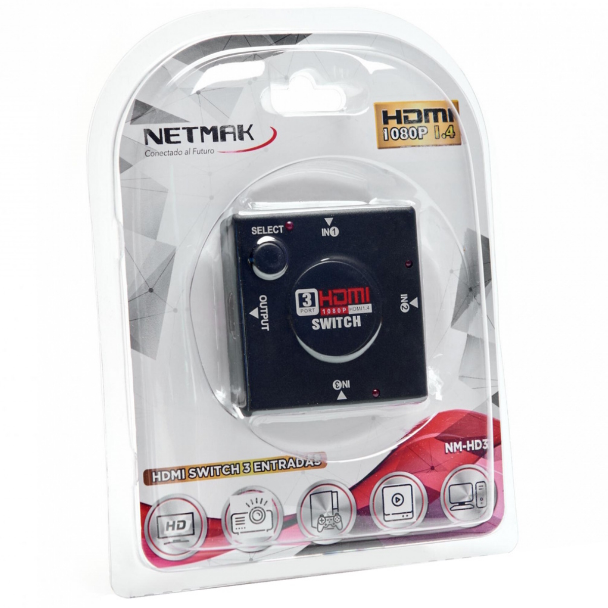 Switch 3 Entradas HDMI x 1 Salida HDMI NM-HD3 Netmak