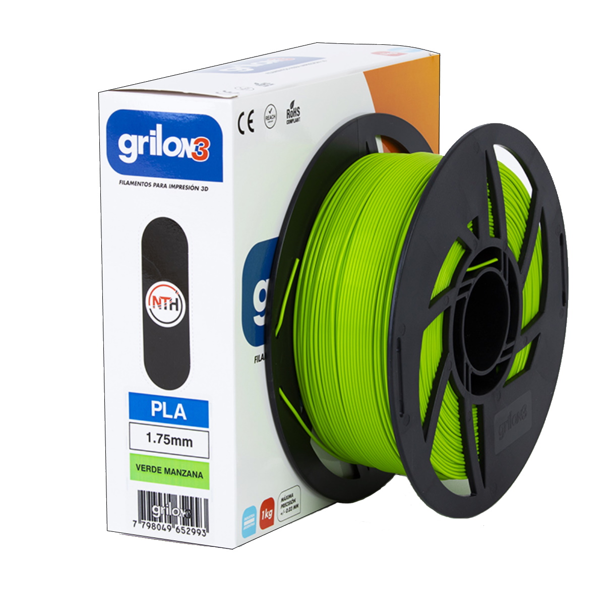 Filamento Pla Verde Manzana 1.75mm 1Kg Grilon3