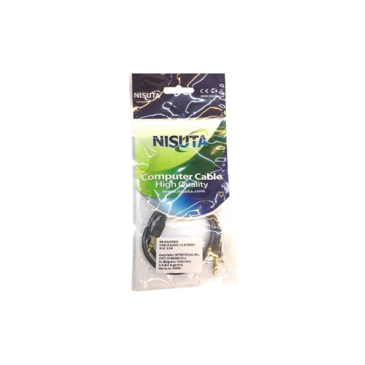 Cable Audio Auxiliar 3.5 0.5m Nisuta