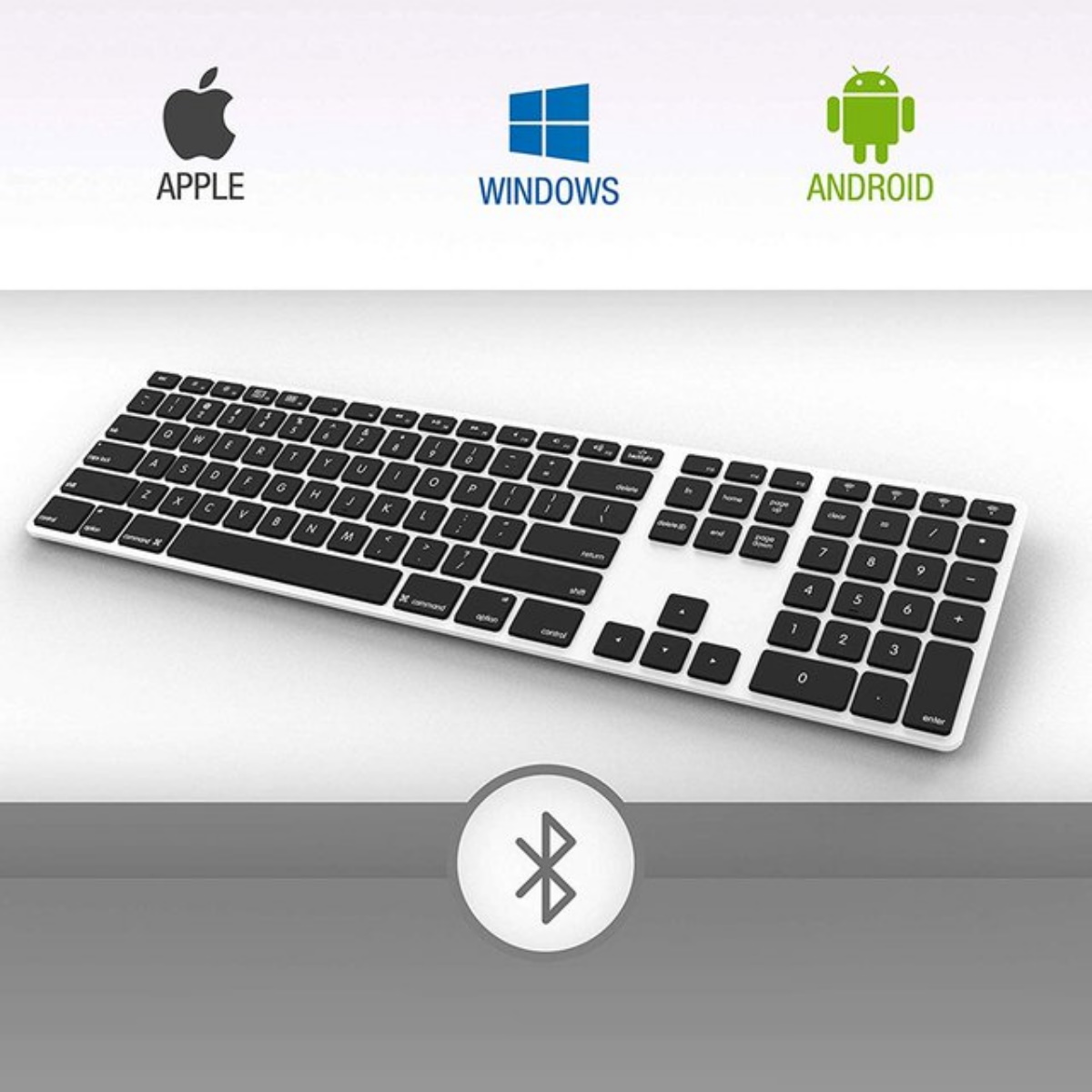 Teclado Inalambrico para PC Retroiluminado Silver/Black Matias