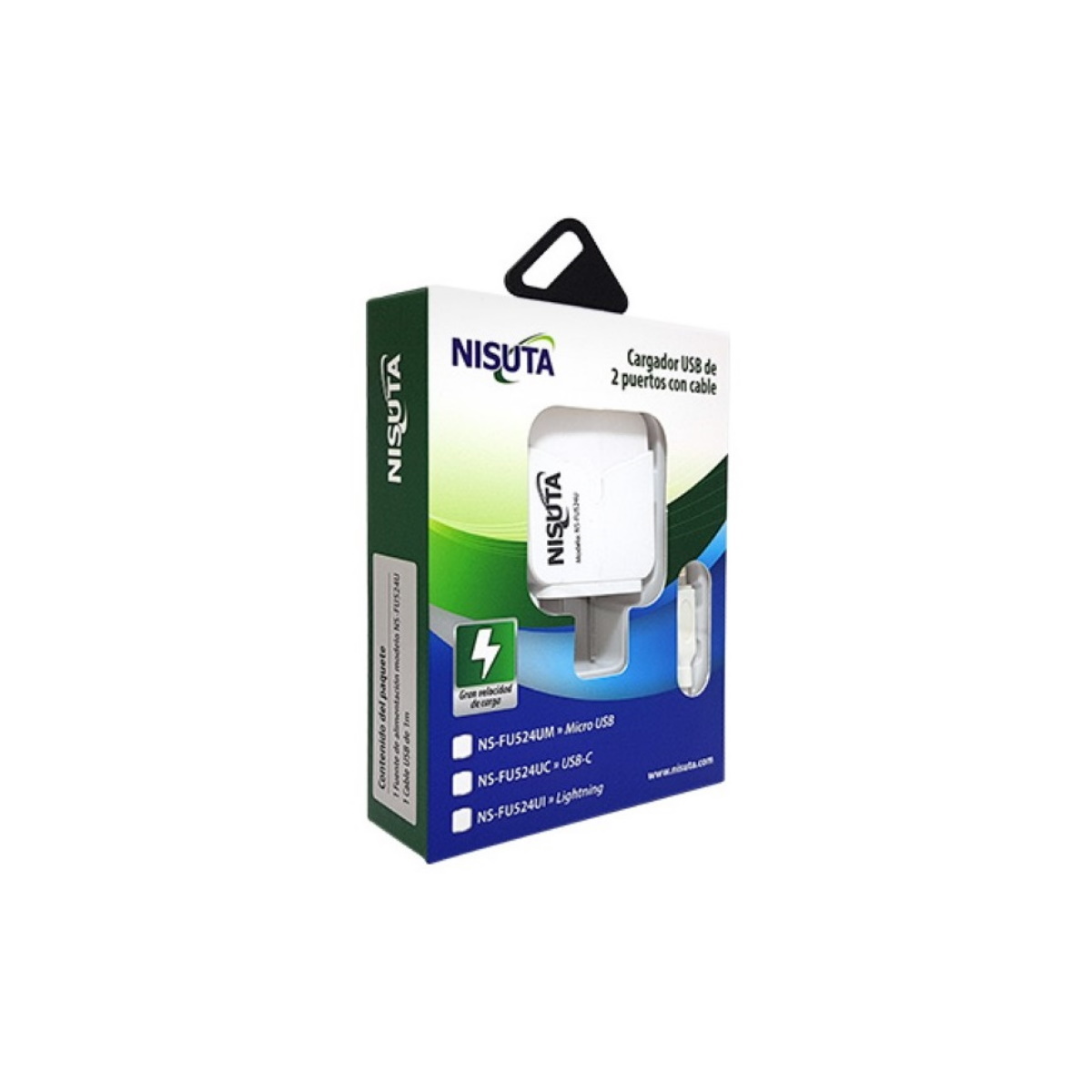 Cargador 5v 2.4a 2 Puertos Usb Cable Microusb Nisuta