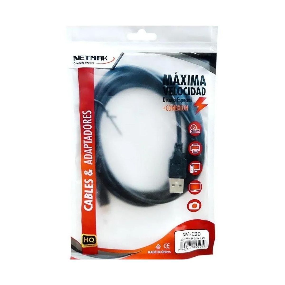 Cable MiniUSB a USB 1.5m Netmak