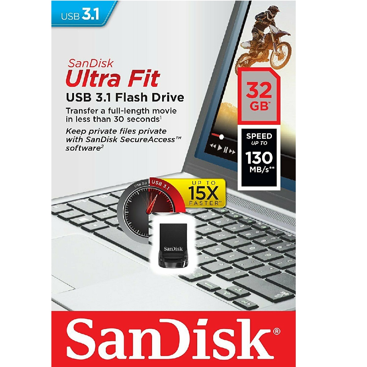 Pendrive 32gb Ultra Fit Usb 3.1 Sandisk