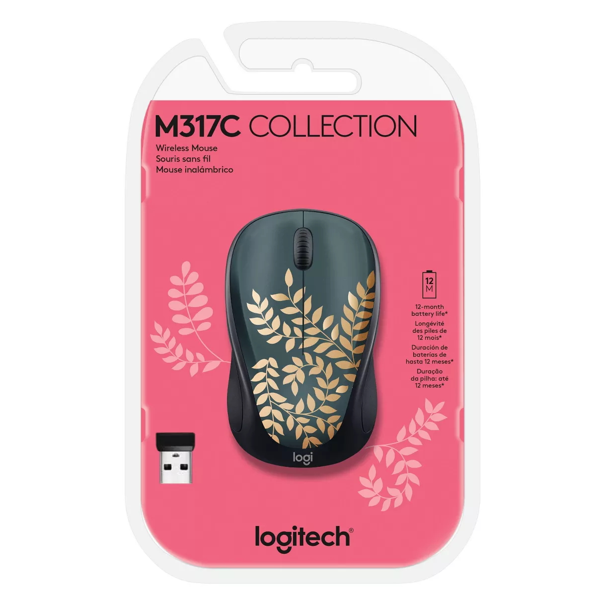 Mouse Inalambrico M317 Golden Garden Negro 1000 DPI Logitech