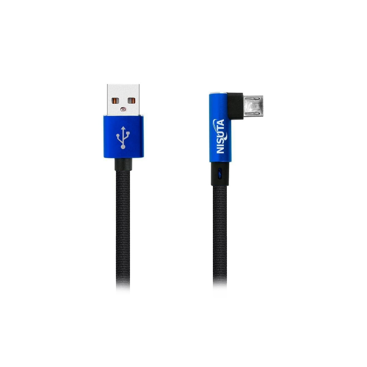 Cable MicroUSB a USB 1m 90 Grados Mallado Nisuta