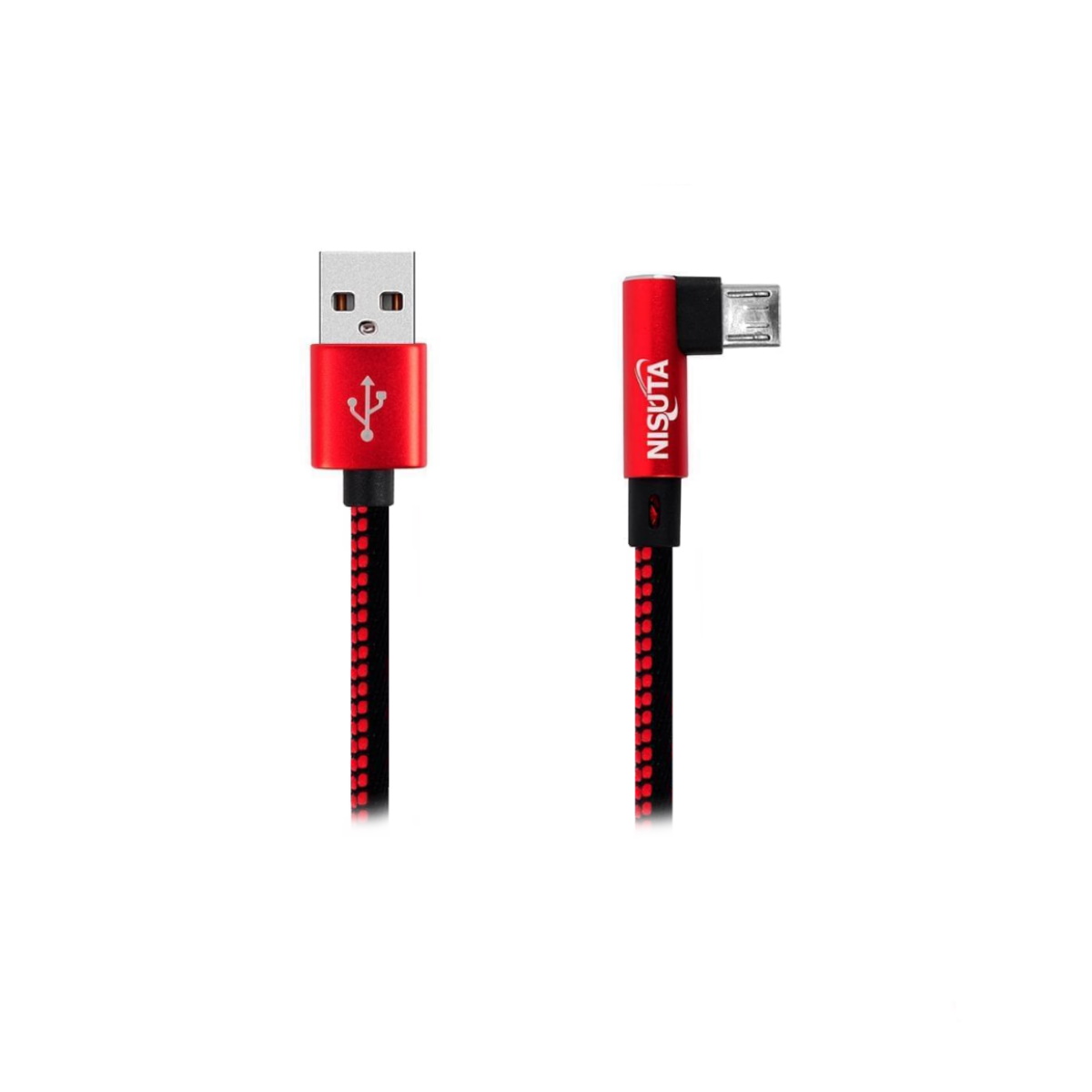 Cable MicroUSB a USB 1m 90 Grados Mallado Nisuta