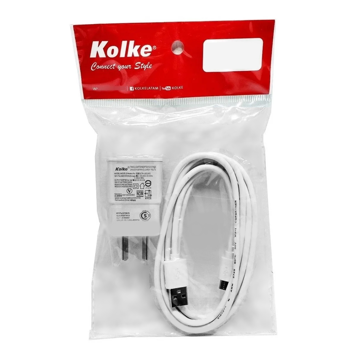 Cargador 5v Carga Rapida + Cable Usb C Blanco Kolke