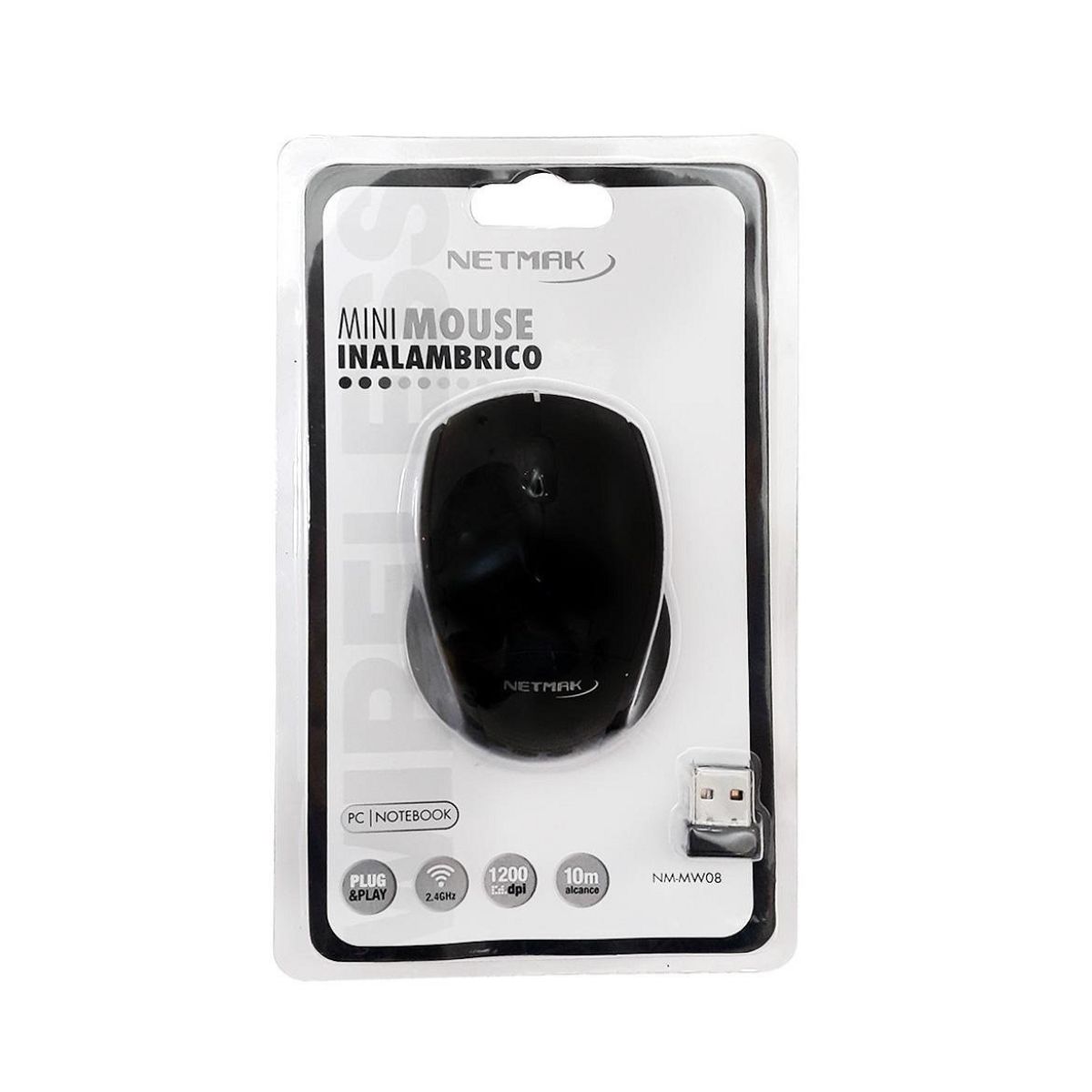 Mouse Inalambrico Mini MW08 Negro Netmak