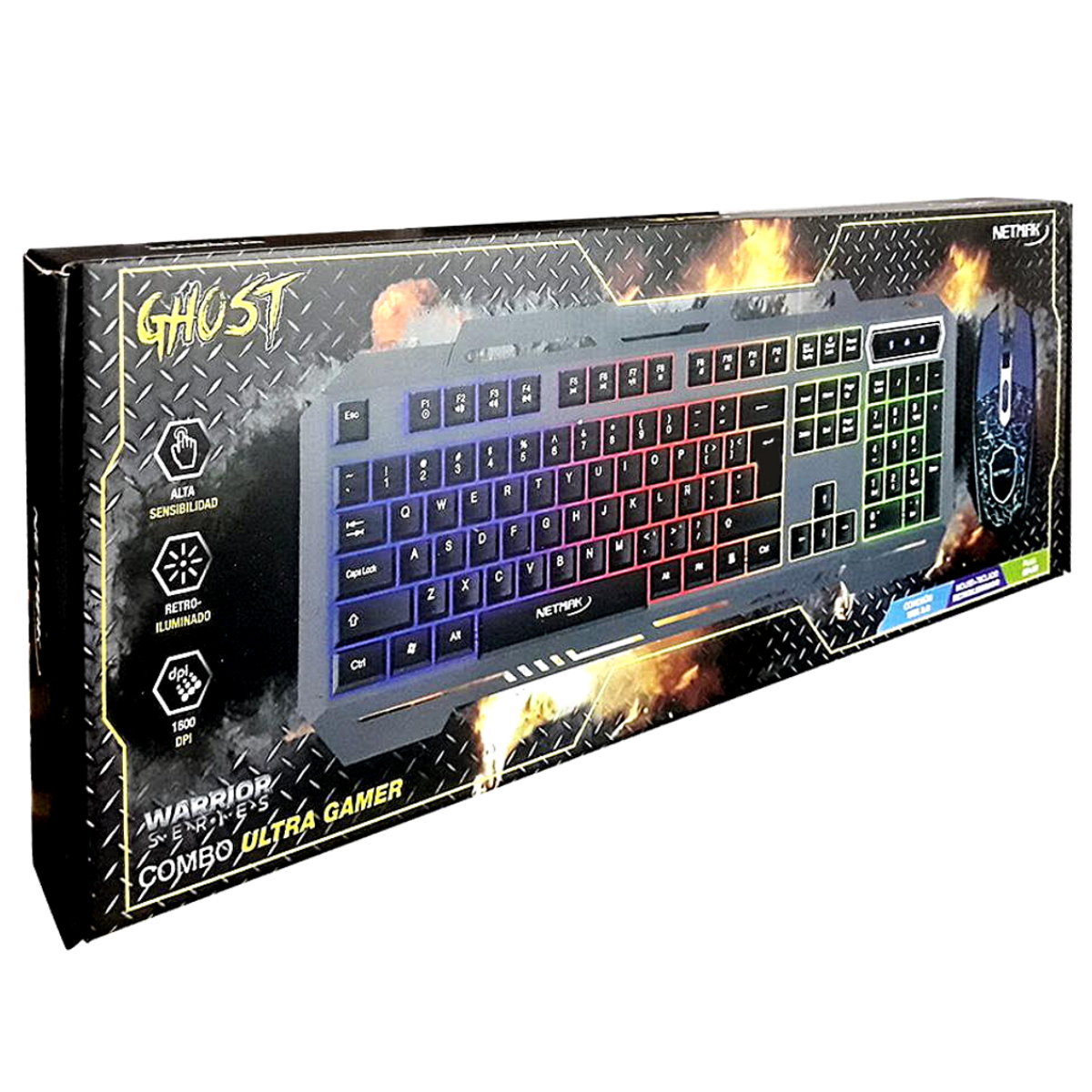 Kit Teclado Mouse Gamer Ghost Negro Netmak