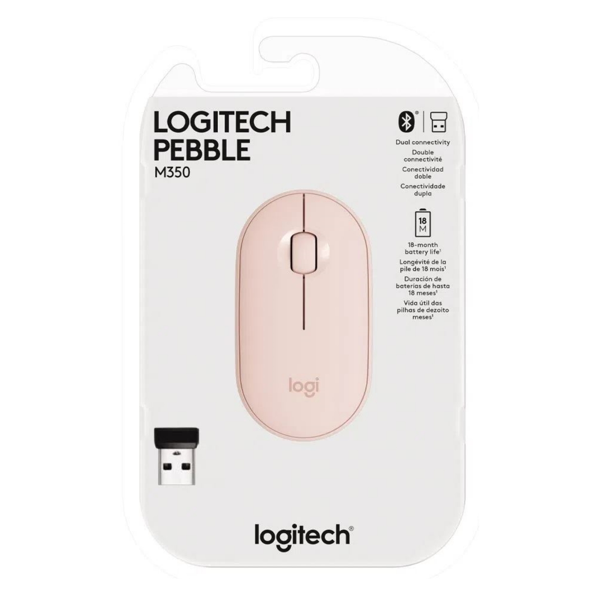 Mouse Inalambrico M350 1000 DPI Rosa Logitech