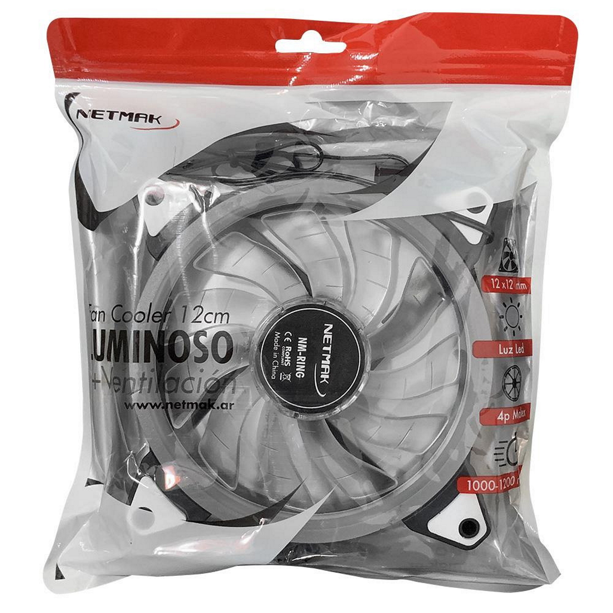 Cooler Gabinete 120x120mm 5V Negro RGB Netmak