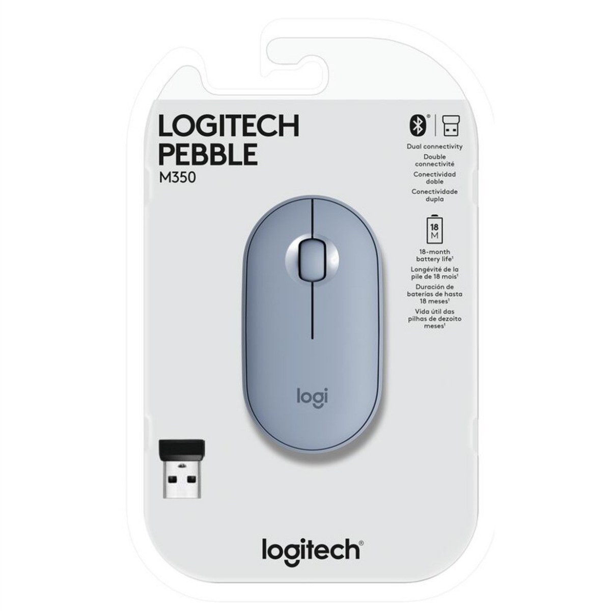 Mouse Inalambrico M350 1000 DPI Pebble Blue Logitech