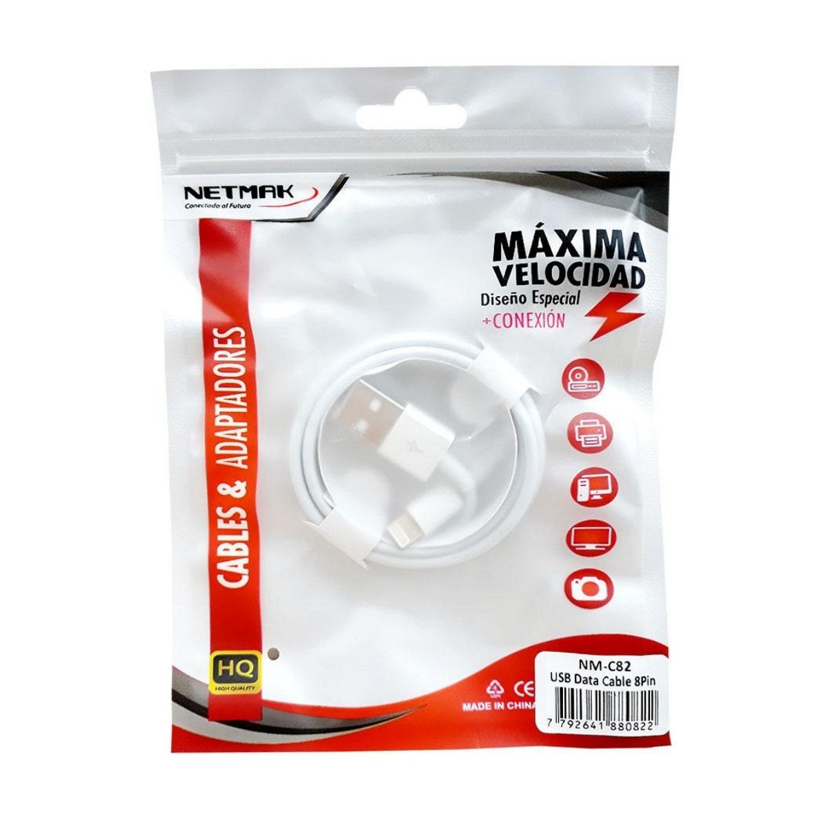 Cable USB a Lightning 1m Netmak