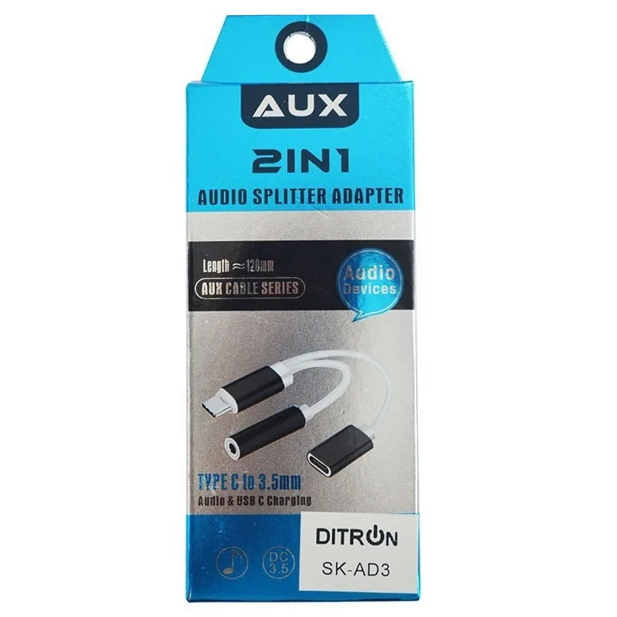 Adaptador USB C a Jack 3.5mm y Jack carga DITRON