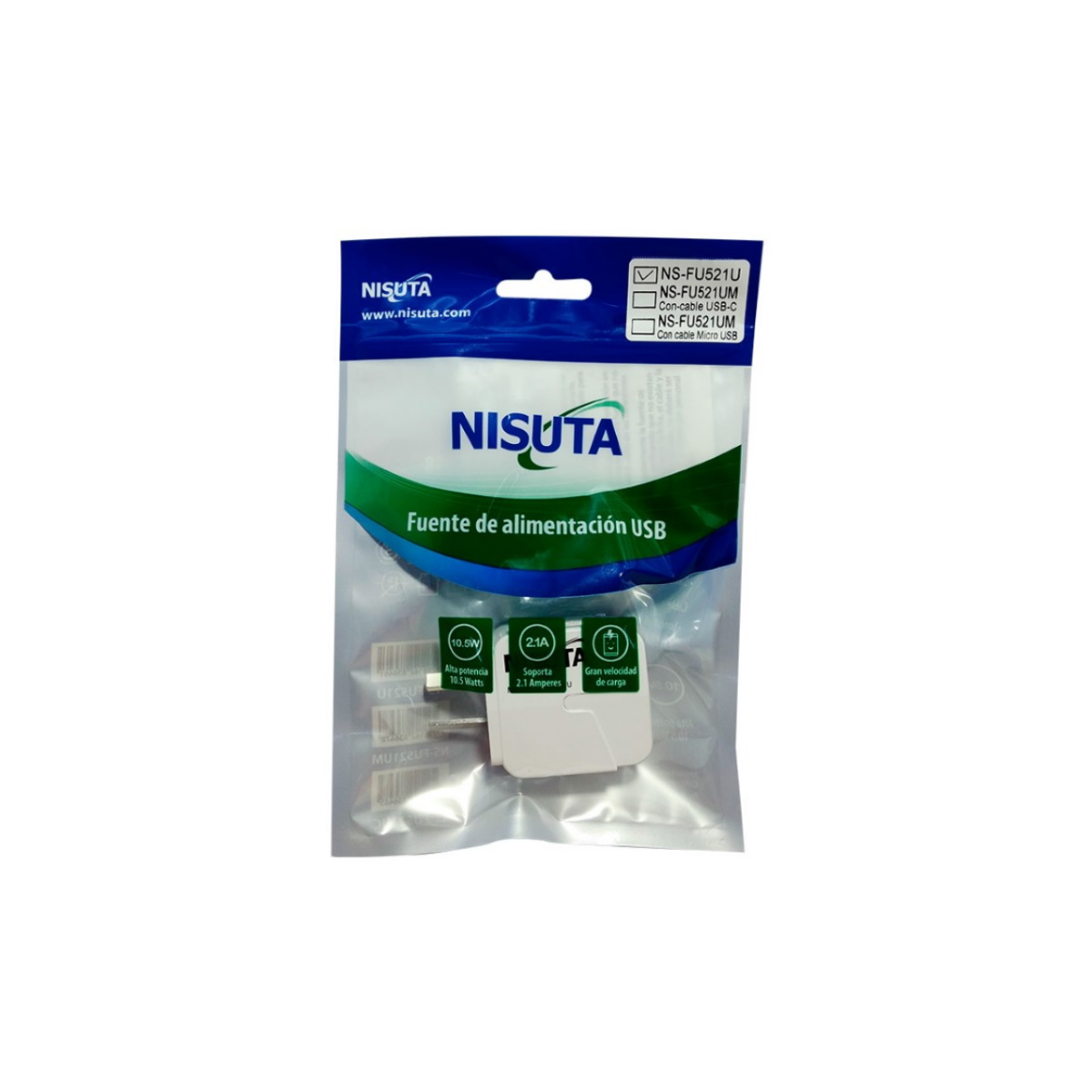 Cargador Carga Rapida 1 USB Ns-Fu521u Nisuta