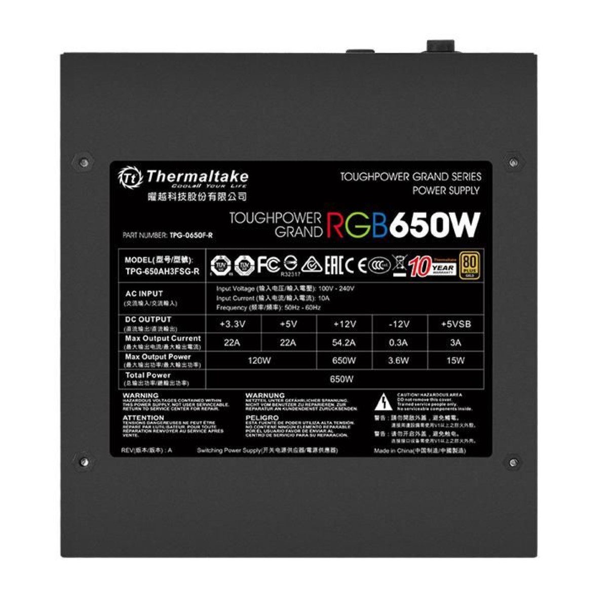 Fuente Tg 650w 80 Plus Gold Rgb Thermaltake
