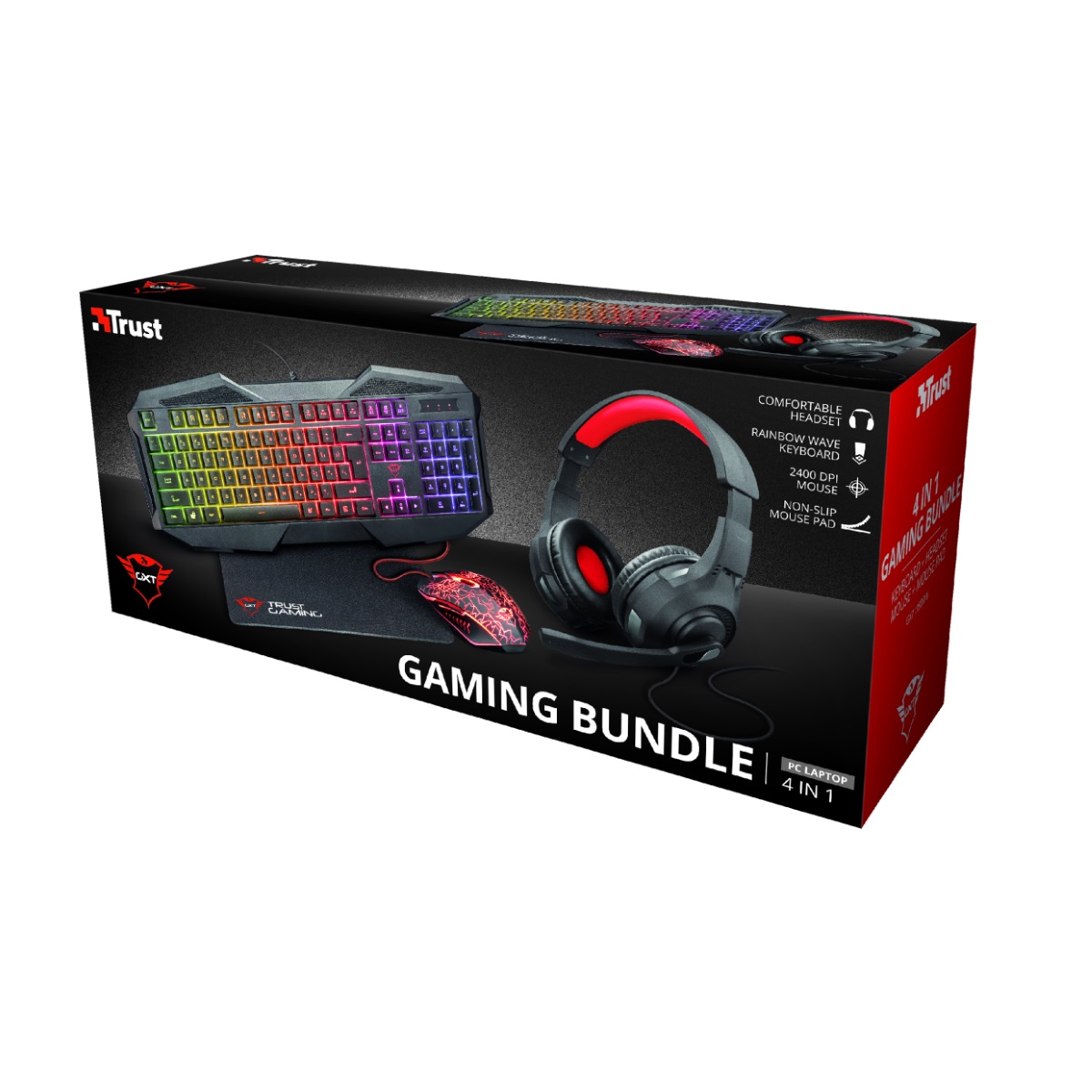 Kit Teclado Mouse MousePad Auriculares Gamer Gxt-1180rw Trust