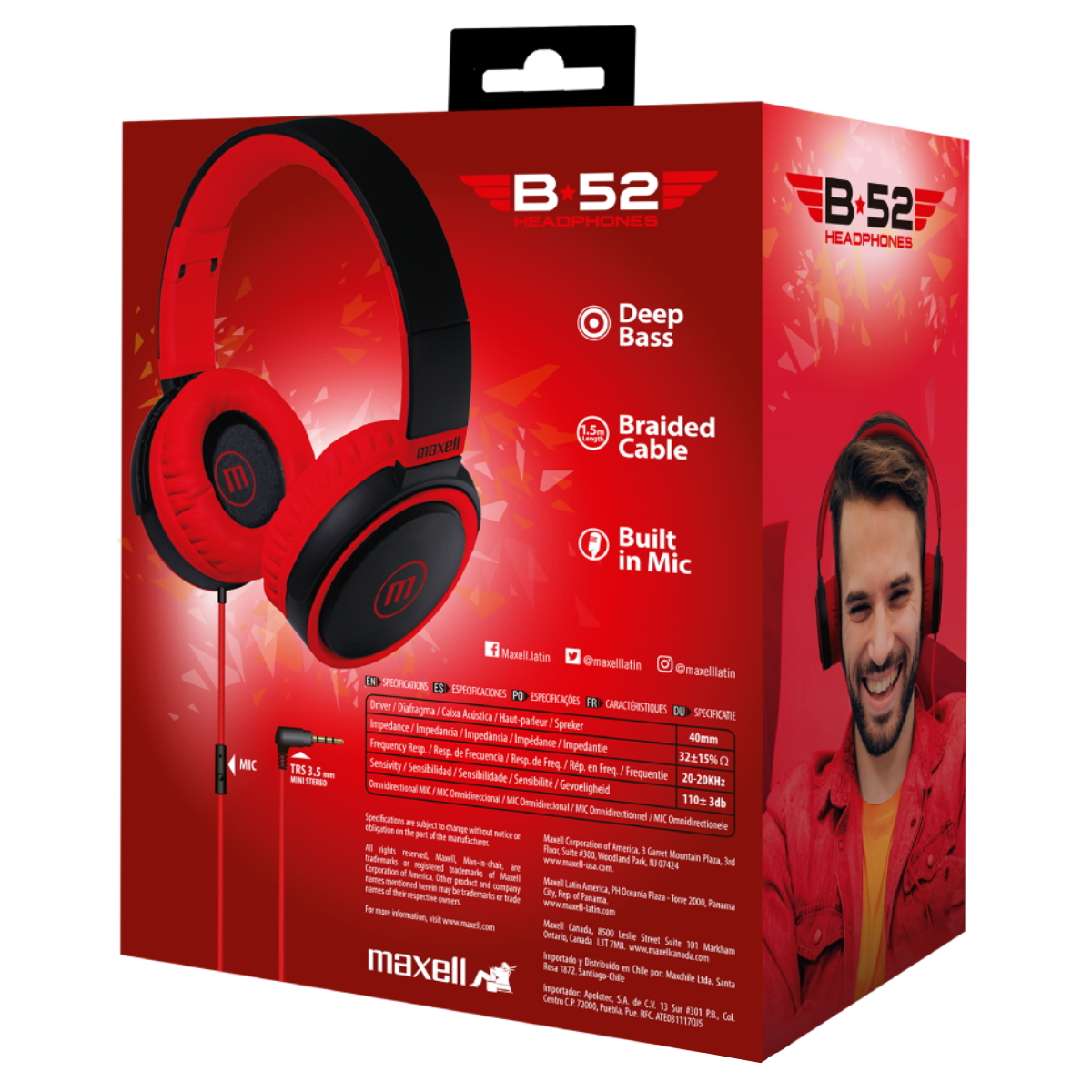 Auriculares Vincha B52 Rojo Maxell