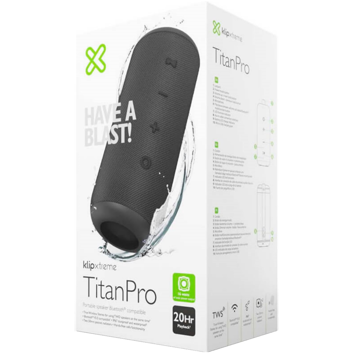 Parlante Bluetooth KBS-300 TitanPro Negro Klip Xtreme