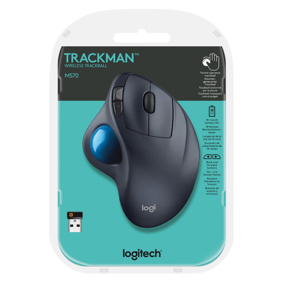 Mouse Inalambrico Trackball M570 540 DPI Logitech