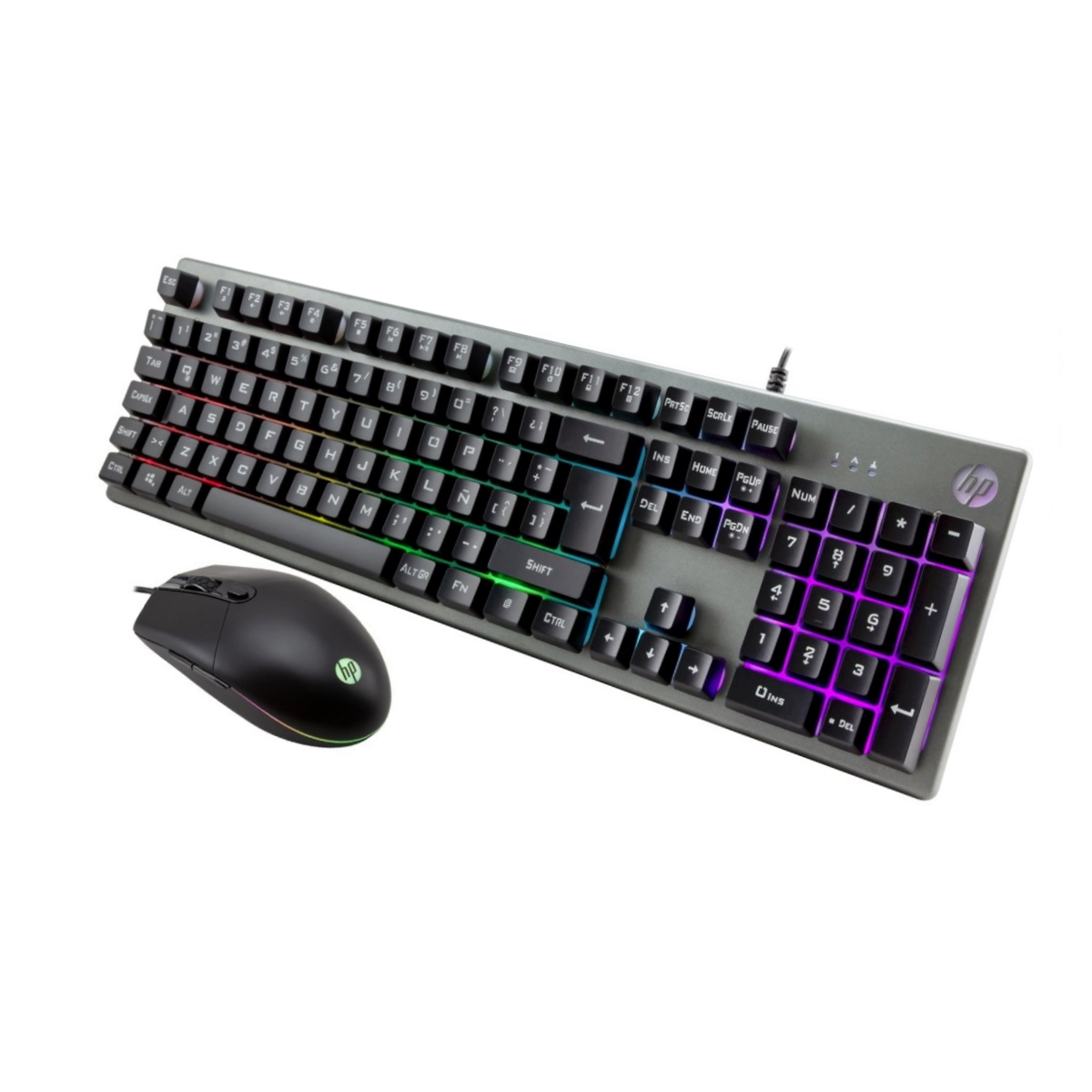 Kit Teclado Mouse Gamer KM300F Gris Plata HP