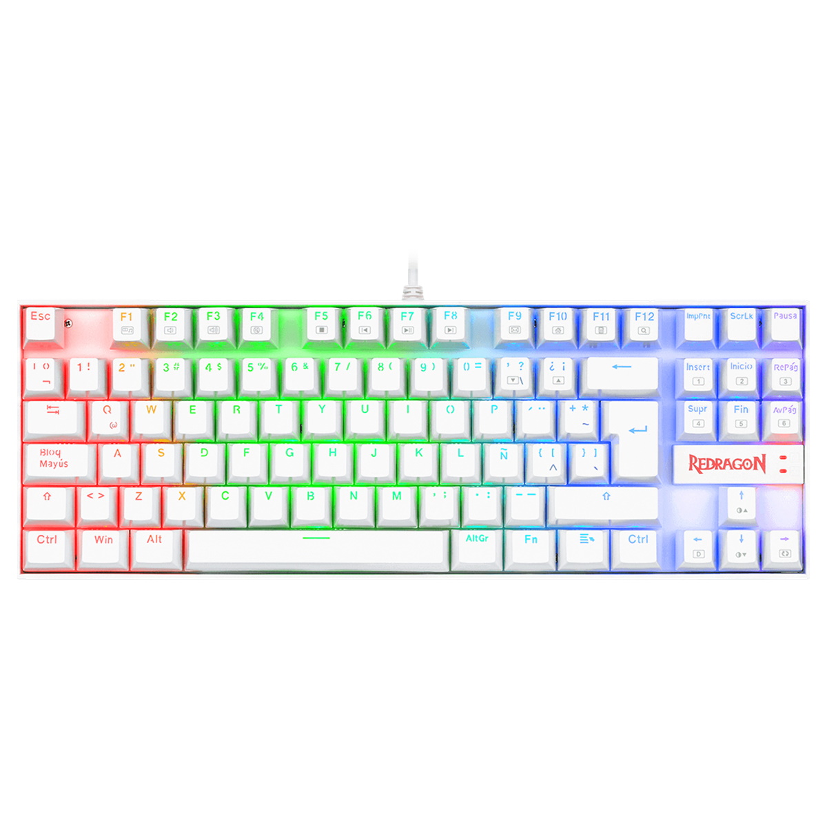 Teclado Mecanico Gamer RGB Kumara Blanco Switch Rojo Redragon