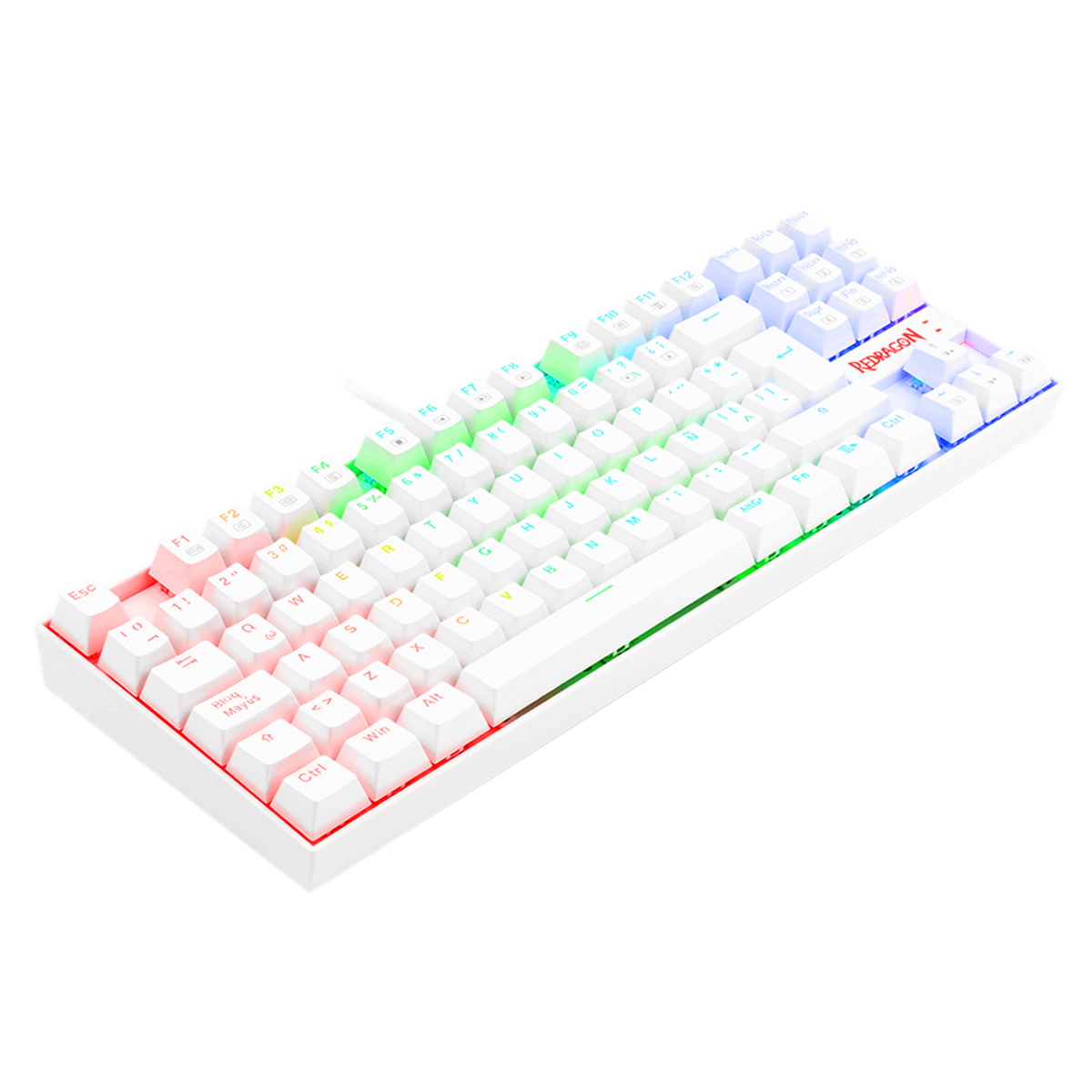 Teclado Mecanico Gamer RGB Kumara Blanco Switch Rojo Redragon