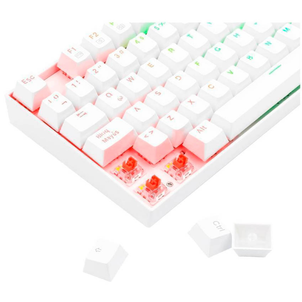 Teclado Mecanico Gamer RGB Kumara Blanco Switch Rojo Redragon