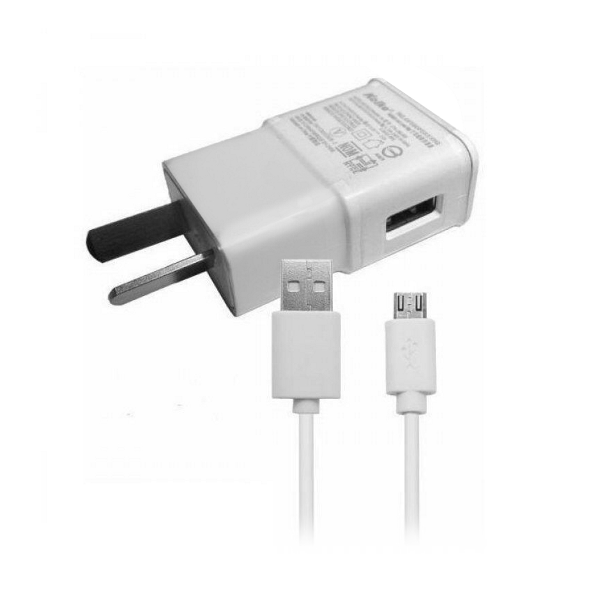Cargador 5V Carga Rapida + Cable MicroUSB Blanco Kolke