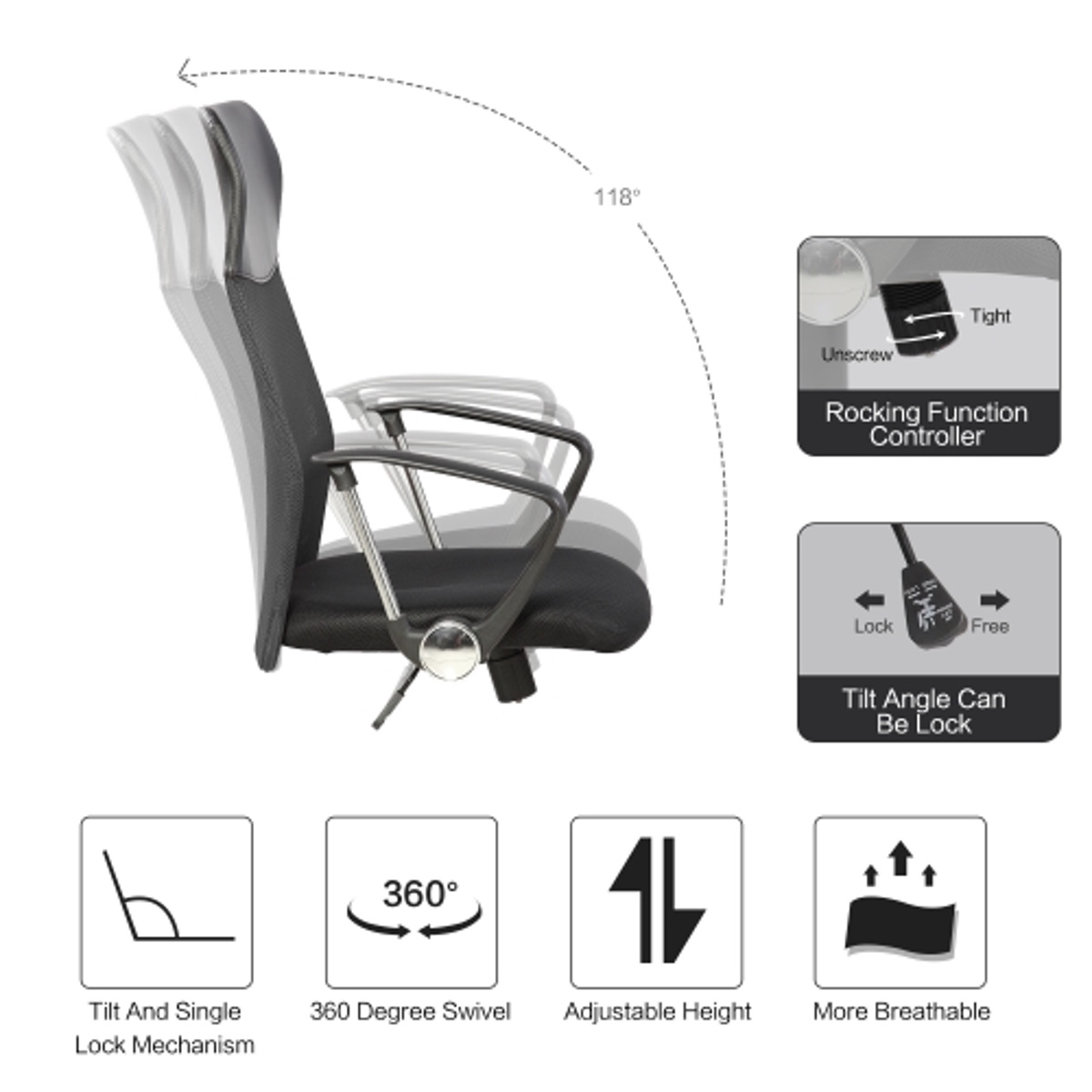 Silla Oficina RTC Air Negra