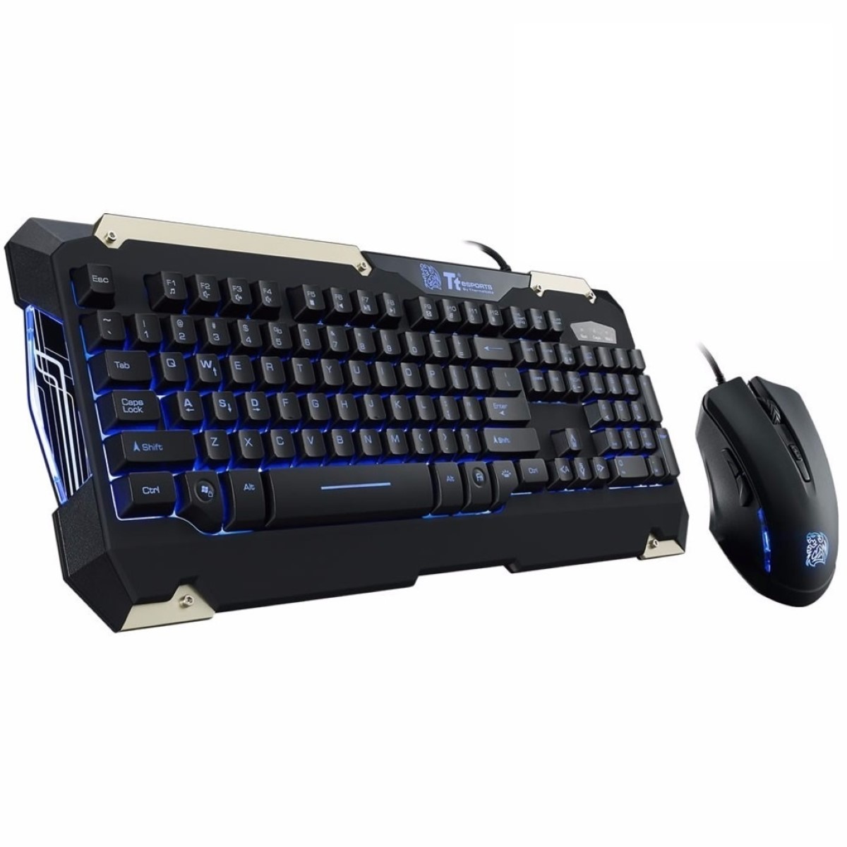Kit Teclado Mouse Gamer Retroiluminado Azul  Commander Thermaltake