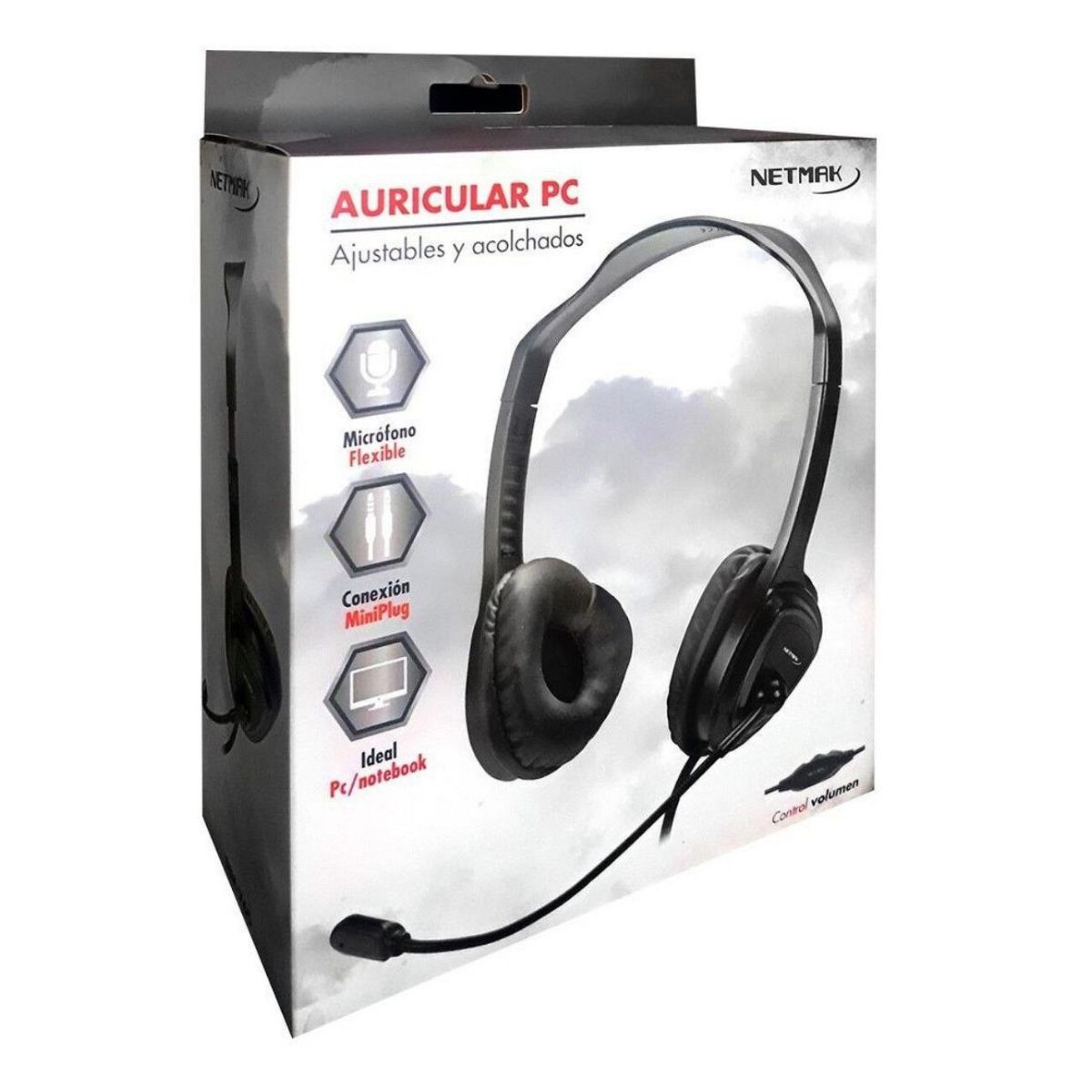 Auriculares PC Cable Vincha NM-765 Negro Netmak