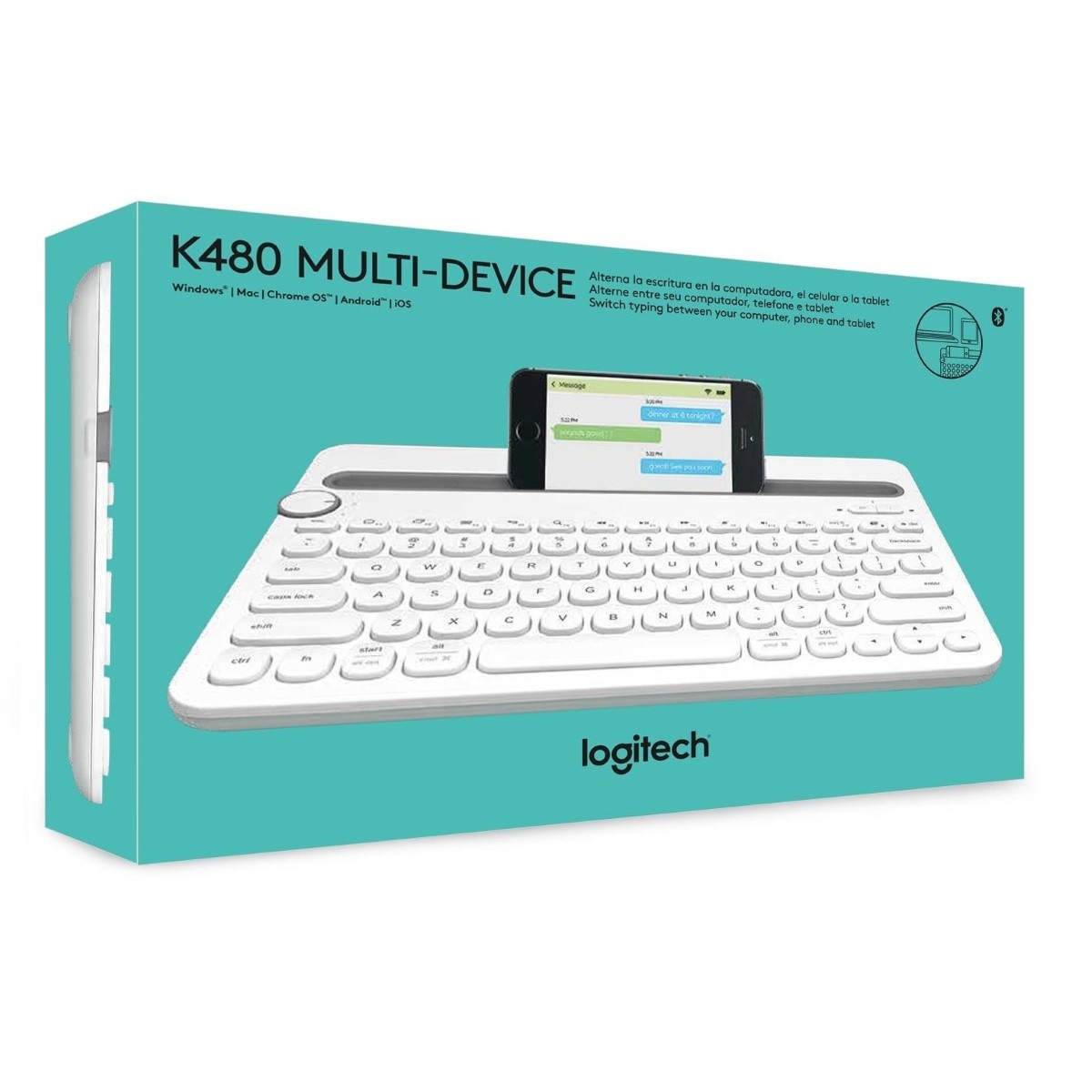 Teclado Bluetooth K480 Blanco Logitech