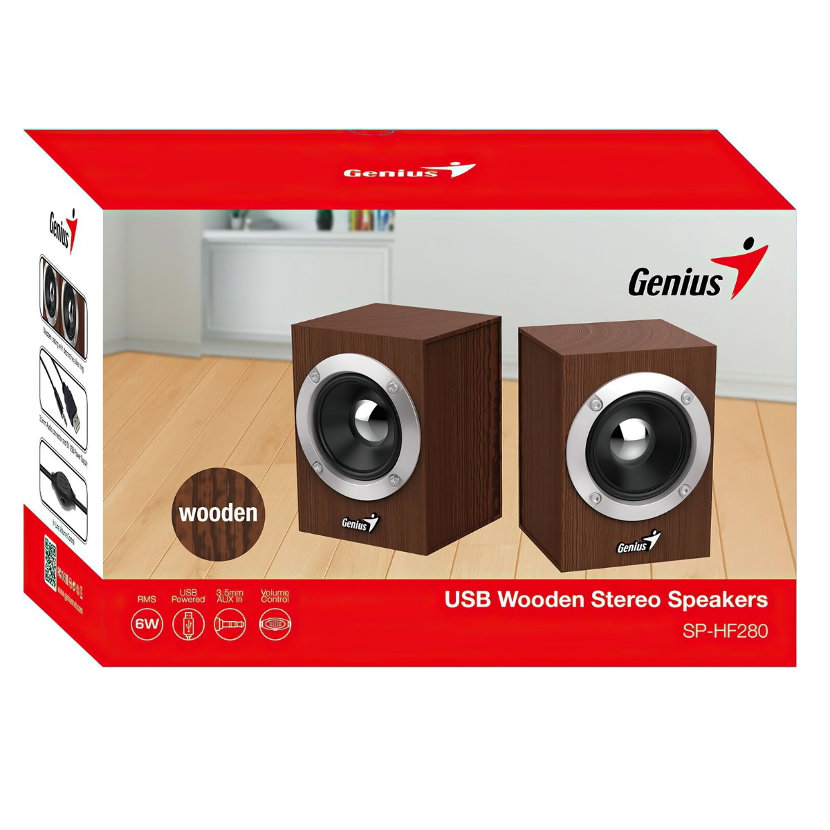 Parlantes Pc Usb Sp-Hf280 6W Madera Genius